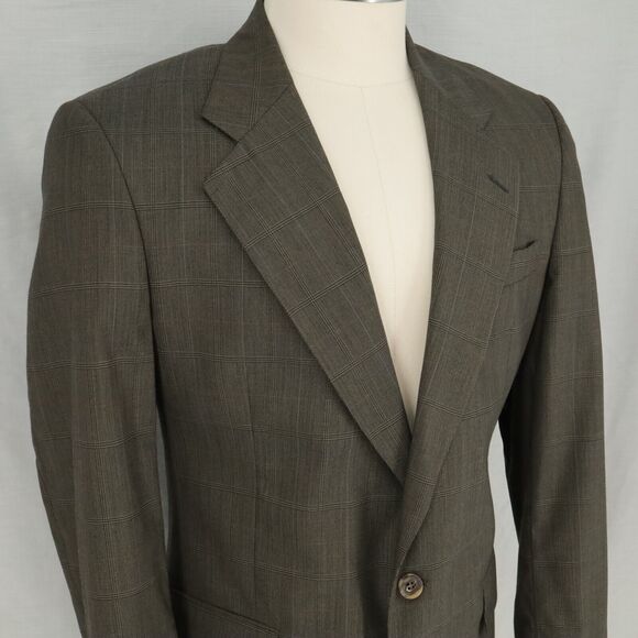 Jos A Bank Sport Coat Mens 42R Brown Plaid Pure Wool Tweed Jacket Lined Blazer - Picture 6 of 16